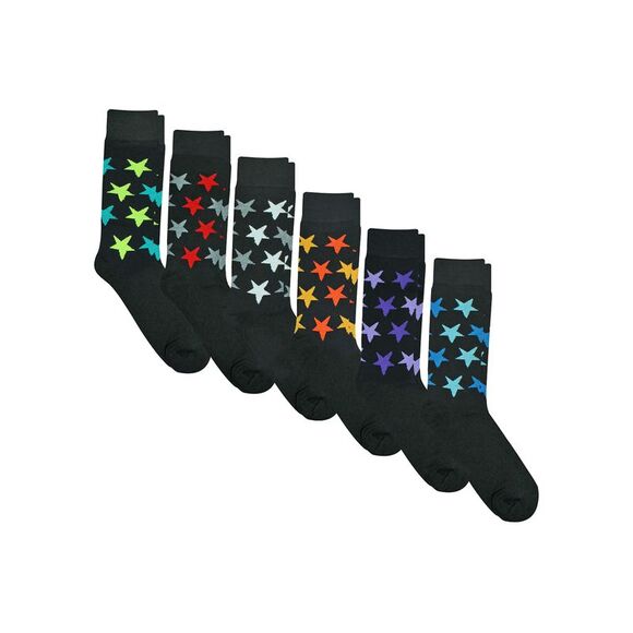Cotton Blend Colorful 6 Pack Dress Socks For Men - Picture 1 of 6